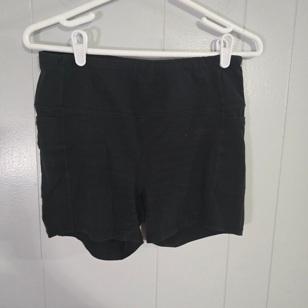 RBX Bike Shorts Womens Medium Black High Waisted Side Pockets Activewear 4164‎